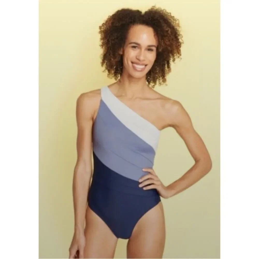 Summersalt The Sidestroke One-Shoulder Colorblock Swimsuit Size 14 ~ New No Tags
